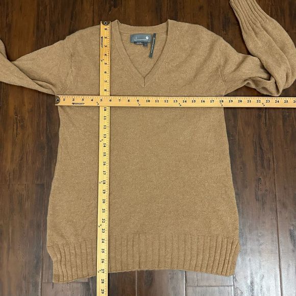 ANTHROPOLOGIE The Cashmere Collection V-Neck Pullover Sweater in Dark Tan - Picture 9 of 9